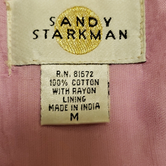 Sandy Starkman Cotton Floral Jacket Tan Pink Women's Medium M - Picture 7 of 8